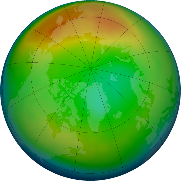 Arctic ozone map for December 2009